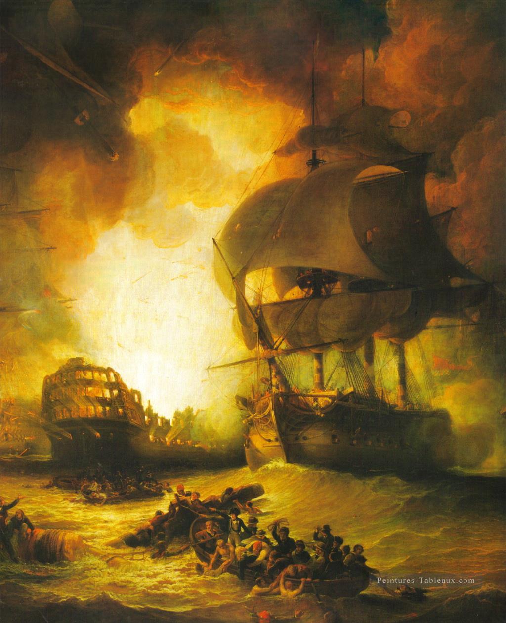 à la mer sur Navire de guerre Peintures à l'huile